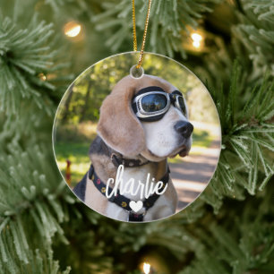 Custom Dog Name Pet Photo Ceramic Ornament
