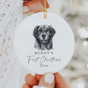 Custom Dog Name Retriever My First Christmas Ceramic Ornament
