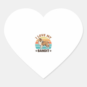 Custom Dog Name Retro Sunset Pet Lover Design_1 Heart Sticker