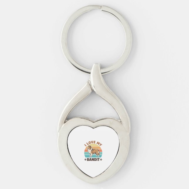 Custom Dog Name Retro Sunset Pet Lover Design_1 Key Ring (Front)