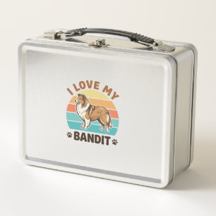 Custom Dog Name Retro Sunset Pet Lover Design_1 Metal Lunch Box