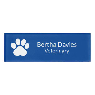 Custom Dog Paw Logo Magnetic Safety Pin Blue Name Tag