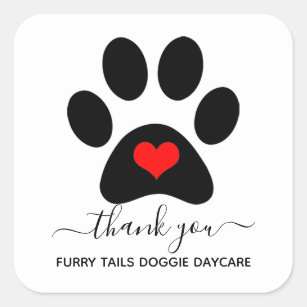 Custom Dog Paw Pet Business Thank You Cards Square Sticker