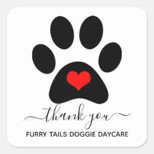 Custom Dog Paw Pet Business Thank You Cards Square Sticker