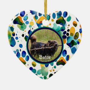 Custom Dog Paw Photo  Ceramic Ornament