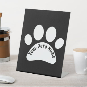 Custom Dog Paw Print Personalised Name Metal Table Pedestal Sign