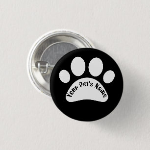 Custom Dog Paw Print Personalised Name Pin Back Bu