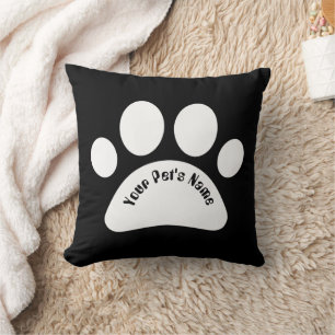 Custom Dog Paw Print Personalised Name Throw Pillo Cushion