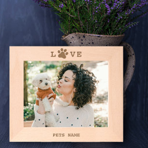Custom Dog Pet Love Paw Custom Engraved Photo  Etched Frames