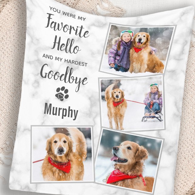 Custom Dog Pet Memorial Photo Collage Fleece Blanket (Creator Uploaded)