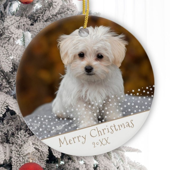 Custom Dog Pet Photo Christmas Holiday Keepsake Ceramic Ornament (Creator Uploaded)