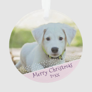 Custom Dog Pet Photo Christmas Pink Keepsake Ornament