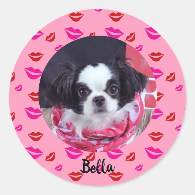 Custom Dog Photo and Kisses Stickers (Front)