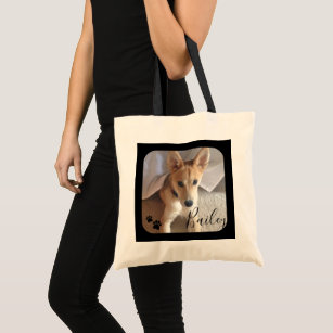Custom Dog Photo and Name Pet Supplies Tote Bag
