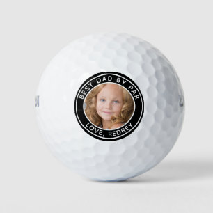 Custom Dog Photo Best Dad By Par Black White Golf  Balls
