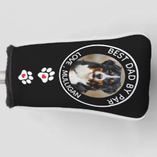 Custom Dog Photo Best Dad By Par Black White Golf Head Cover