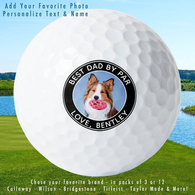 Custom Dog Photo Best Dad By Par Budget Golf Balls (Creator Uploaded)