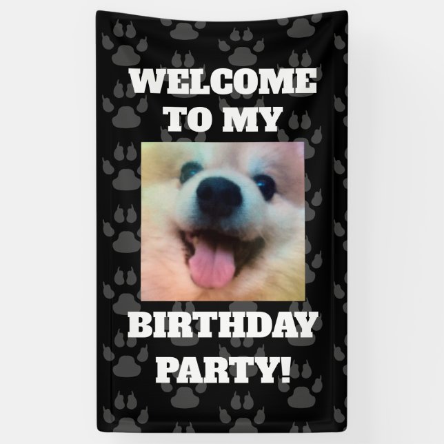 Custom Dog Photo Birthday Party Banner (Vertical)