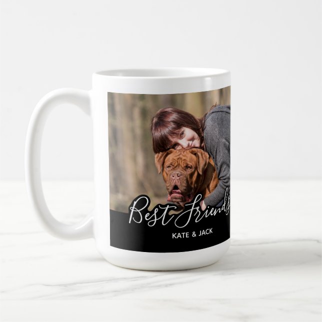 Custom Dog Photo Black Man's Best Friend Coffee Mug (Left)