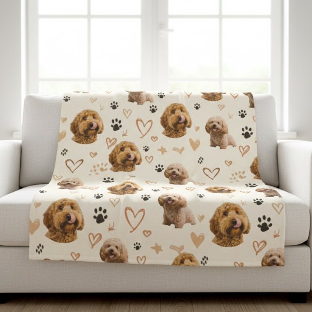 Custom Dog Photo Blanket with Hearts (Creator Uploaded)