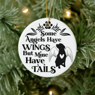 Custom Dog Photo Christmas Angel Wings Ceramic Ornament