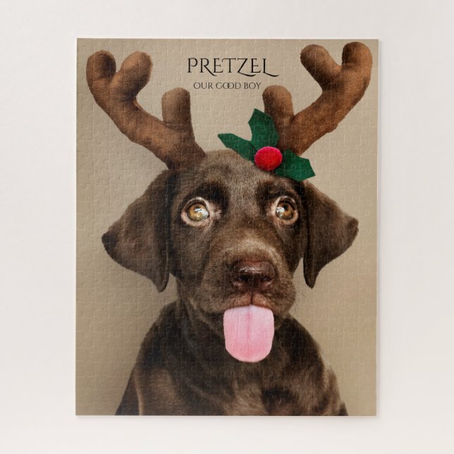 Custom Dog Photo Christmas Our Good Dog Jigsaw Puzzle (Vertical)