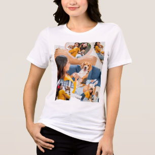 Custom Dog Photo Collage T-Shirt Personalised Tri-Blend Shirt