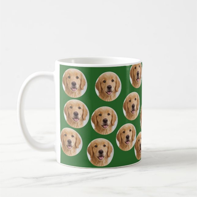 Custom Dog Photo | Cute Personalised Green Coffee Mug (Left)