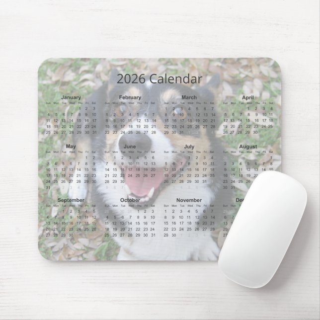 Custom Dog Photo Cute Pet 2026 Calendar Magnet Mouse Pad (With Mouse)