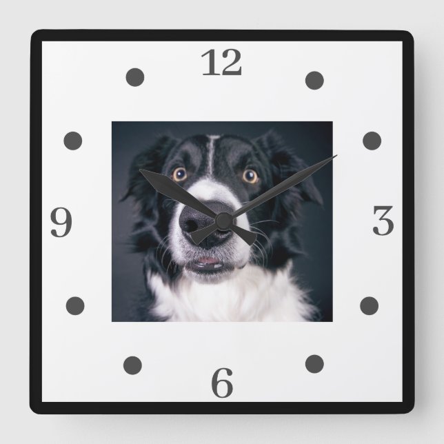 Custom Dog Photo Dog Lover Square Wall Clock (Front)