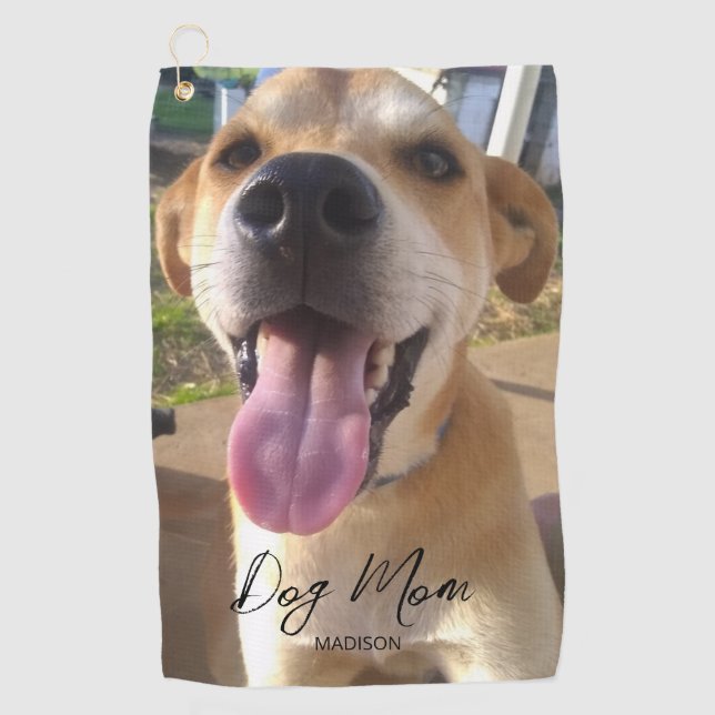 Custom Dog Photo Dog Mum Personalised Golf Towel (Front)