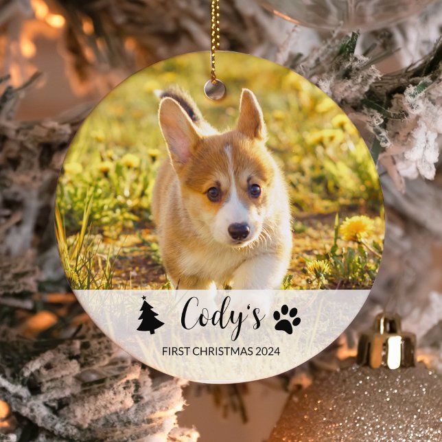 Custom Dog Photo First Christmas Ornament (Creator Uploaded)