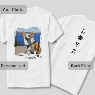 Custom Dog Photo Front and LOVE Back Print T-Shirt