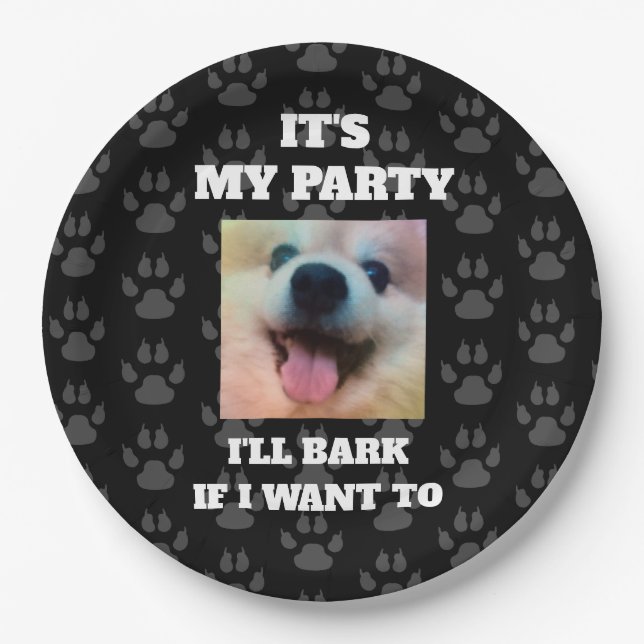 Custom Dog Photo Funny Birthday Party Paper Plate (Front)