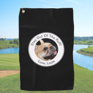 Custom dog photo funny black personalised dog golf towel