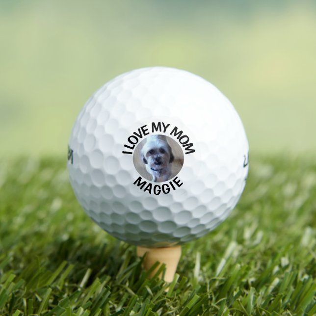 Custom Dog Photo I Love My Mum Golf Balls (Insitu Tee)