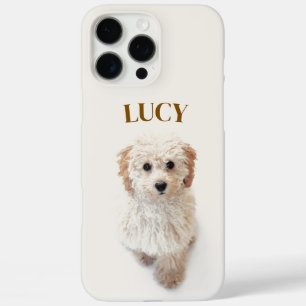 Custom Dog Photo iPhone 16 Pro Max Case with Name
