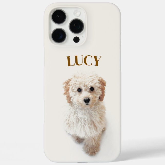 Custom Dog Photo iPhone 16 Pro Max Case with Name (Back)