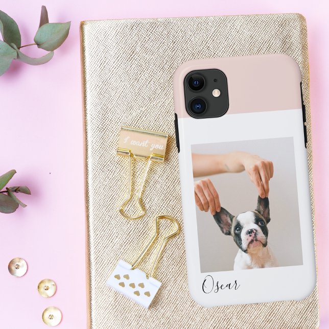 Custom Dog Photo iPhone Case | Pastel Pink & Name  (Creator Uploaded)