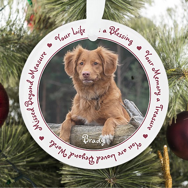 Custom Dog Photo Keepsake Pet Memorial Ornament (Creator Uploaded)