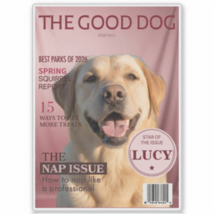 Custom Dog Photo Magazine Cover Pink Monogram