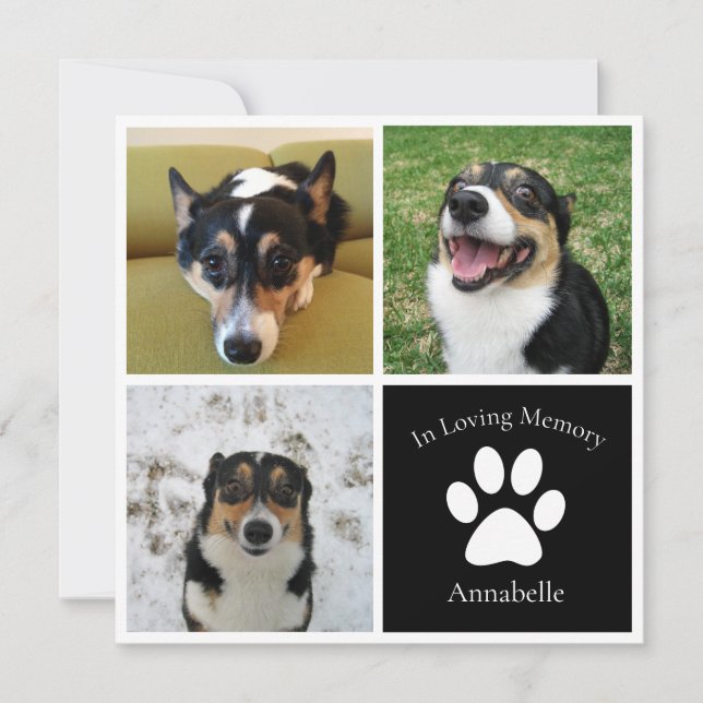Custom Dog Photo Memorial Service Pet Funeral Card (Front)