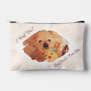 Custom Dog Photo Milk Beige Poodle Mum Gift Pouch