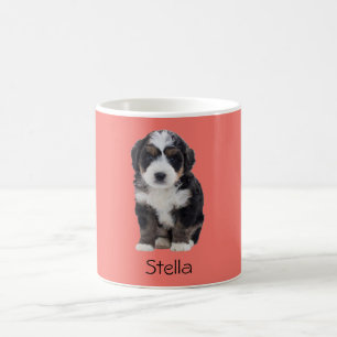 Custom Dog Photo Mug – Sunset Coral with Pet Name
