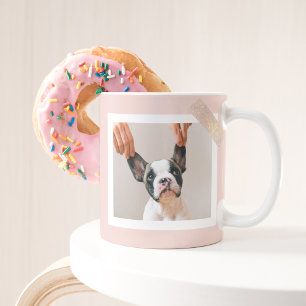 Custom Dog Photo Mug with Pastel Pink Frame Cute