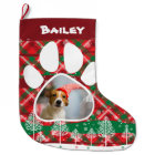 Custom Dog Photo & Name, Dog Paw Green Red Tartan