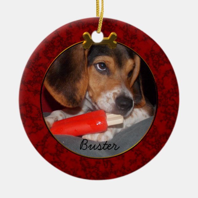 Custom Dog Photo Ornament (Front)