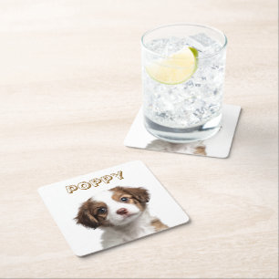 Custom Dog Photo Paper Coaster - Personalised Name