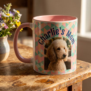 Custom Dog Photo Pastel Geometric Dog Mum Mug