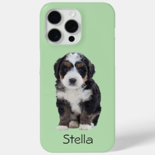 Custom Dog Photo – Pastel Green with Pet Name -  iPhone 15 Pro Max Case